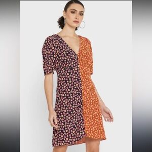 French Connection Daisy Crush Mini Dress Two-Tone Floral